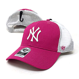 47Brand - New York Yankees Curved Snapback Cap - pink / weiss