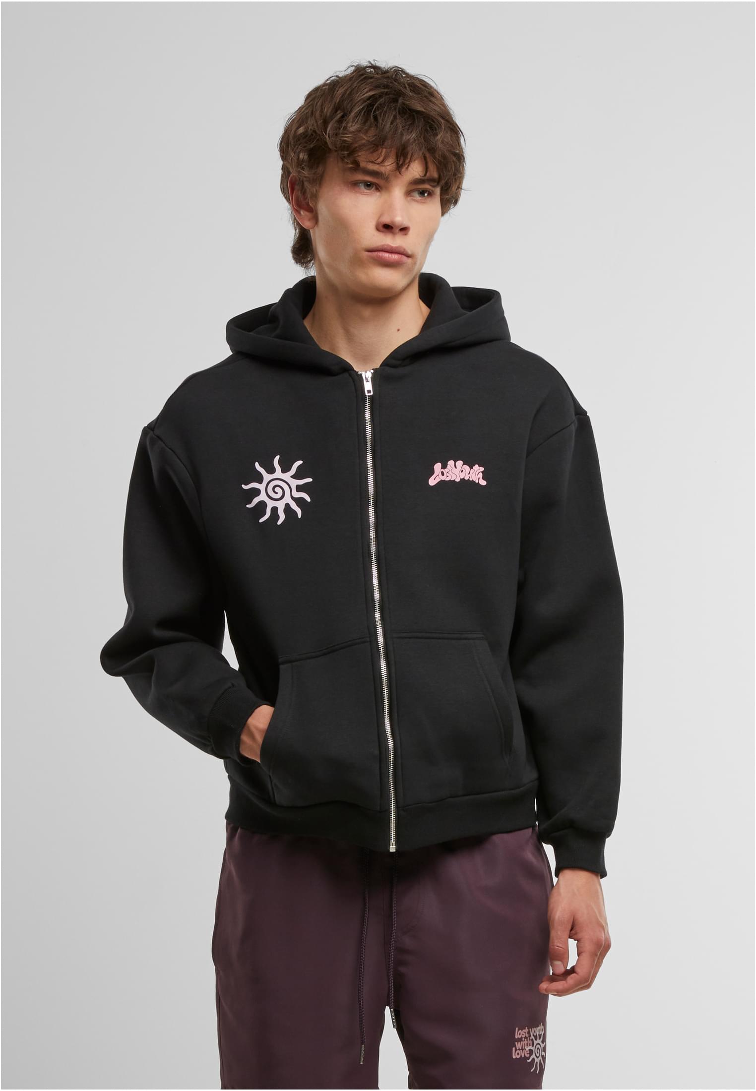 Lost Youth Oversized Zip Hoodie - With Love black