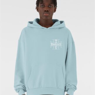 MJG Heavy Oversized Hoody - Iron Cross oceanblue